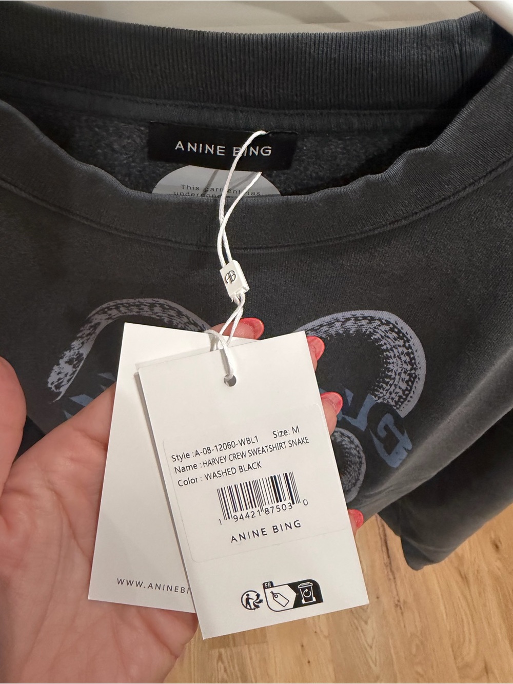 NWT ANINE BING Harvey Snake Crewneck Sweatshirt - size medium - Picture 4 of 5